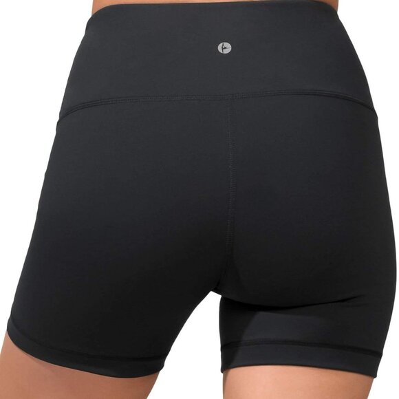 High Waisted Black Yoga & Workout Shorts 5-Inch Inseam Tummy Control for Women - - Picture 5 of 6
